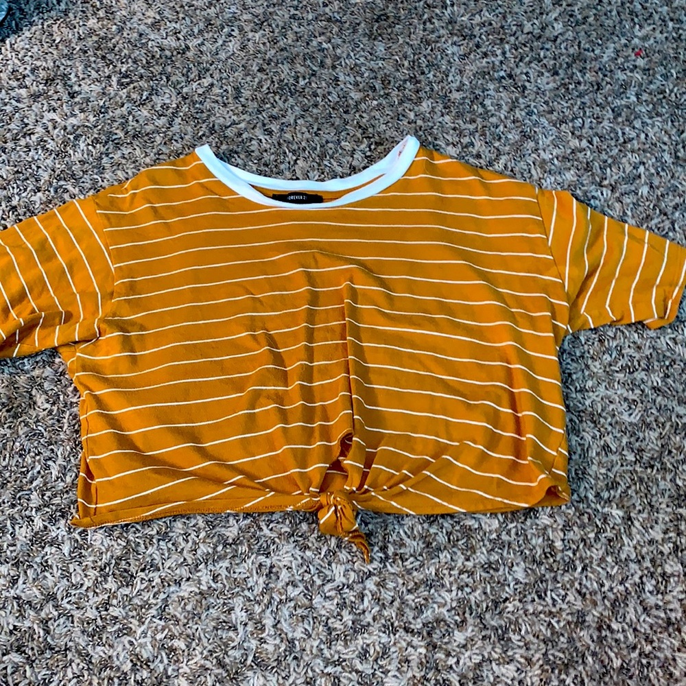 Stripped Cropped Forever 21 Shirt